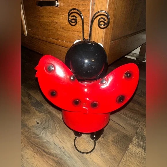Charming Red and Black Bouncy Metal Ladybug for Inside or Outside - New - Picture 5 of 6